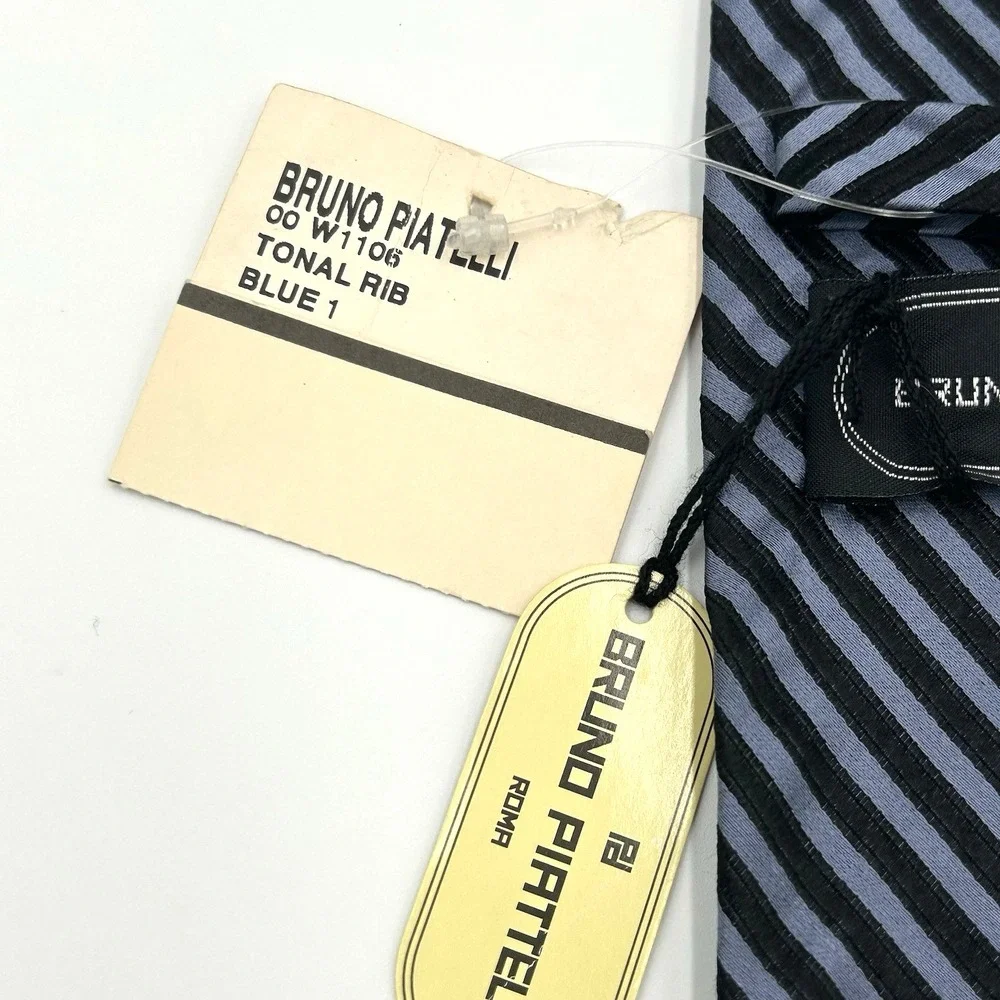 Bruno Piatelli 100% Silk Hand Made Men's Neck Tie Tonal Rib Blue 3.5W‎ x 60L NWT